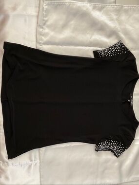 Stud-Embellished Black Short-Sleeve Tee